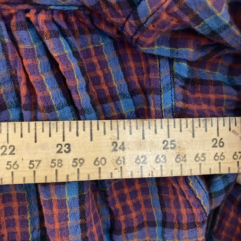 New Free People Oversized Bohemian Grunge Cardiff Plaid Swing Top Shirt Small